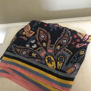 Pink and blue patterned scarf